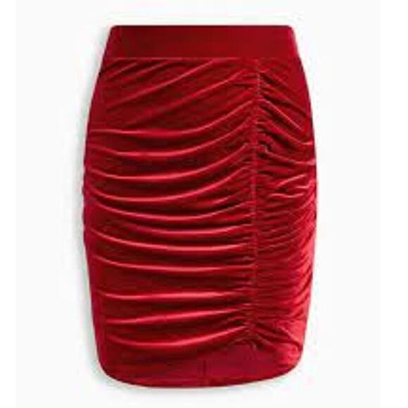 Torrid At The Knee Velvet Cinched Bodycon Skirt Jester Red 3X NWOT - Picture 10 of 10